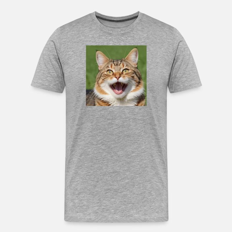 Katze - Männer Premium Bio T-Shirt - Grau meliert