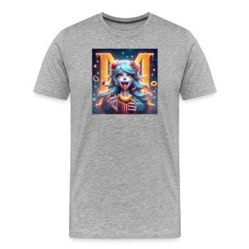 Naschkatzen-Clown 3D - Männer Premium Bio T-Shirt - Grau meliert - Vorne - Damien (186cm)