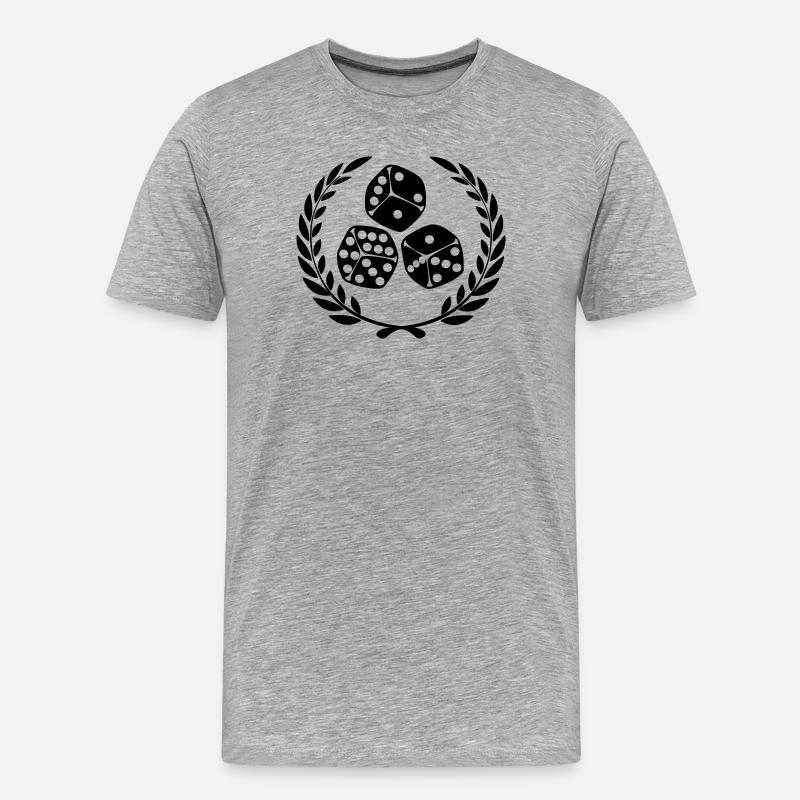 Würfel im Lorbeerkranz - Männer Premium Bio T-Shirt - Grau meliert