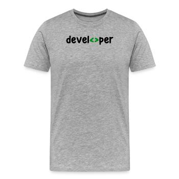 Développeur Spruch Coden Softwareentwickler Nerd - T-shirt bio Premium Homme - gris chiné - Devant - Damien (186cm)