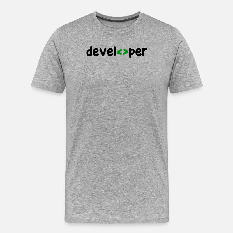 Développeur Spruch Coden Softwareentwickler Nerd - T-shirt bio Premium Homme - gris chiné