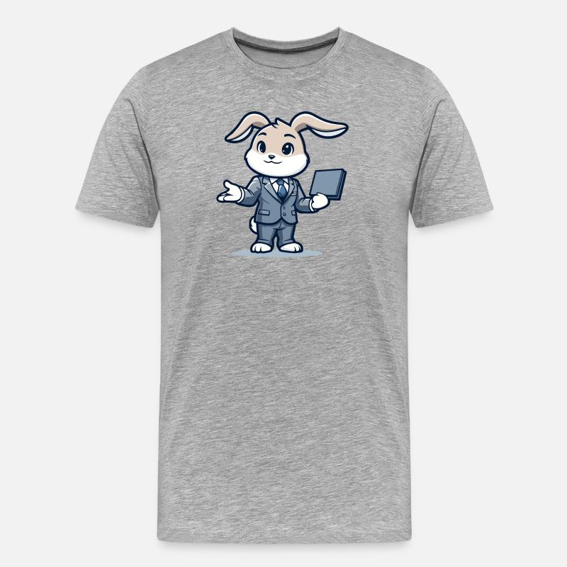Techie Hopper: Das Unternehmenskaninchen - Männer Premium Bio T-Shirt - Grau meliert