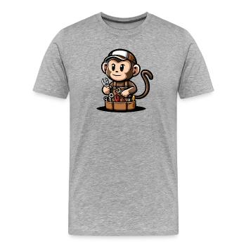 Mécanique de singe pratique - T-shirt bio Premium Homme - gris chiné - Devant - Damien (186cm)