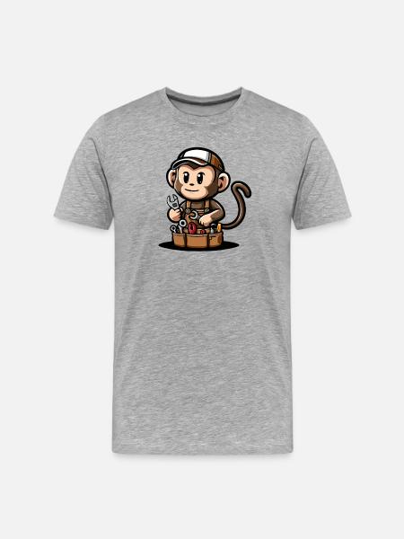Handy Monkey Mechanic - Men's Premium Organic T-Shirt - heather grey