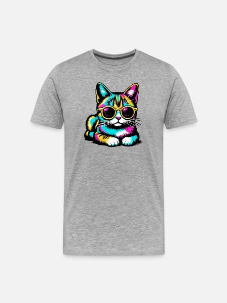 Cat with sunglasses - Men's Premium Organic T-Shirt - heather grey