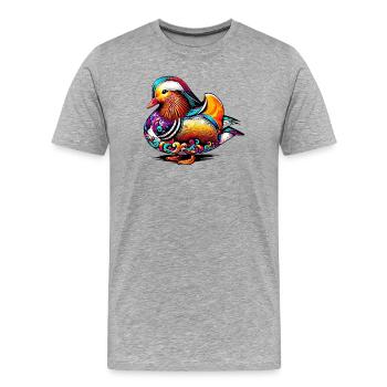 Canard mandarin - T-shirt bio Premium Homme - gris chiné - Devant - Damien (186cm)