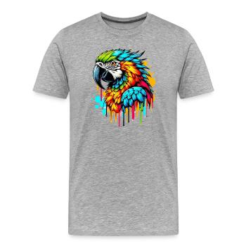 Papagei - Männer Premium Bio T-Shirt - Grau meliert - Vorne - Damien (186cm)
