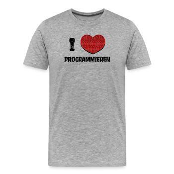 Développeur Cœur Web Développeur Déclaration Ordinateur - T-shirt bio Premium Homme - gris chiné - Devant - Damien (186cm)