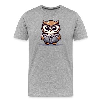 Wise Words: The Bookish Owl - Men's Premium Organic T-Shirt - heather grey - Front - Damien (186cm)