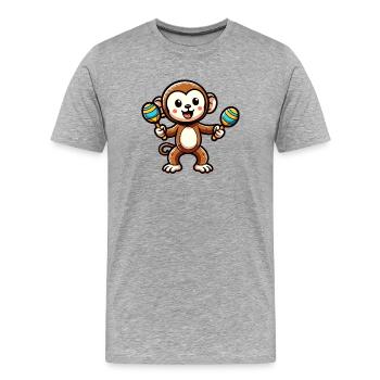 Singe Maraca : le primate musical - T-shirt bio Premium Homme - gris chiné - Devant - Damien (186cm)