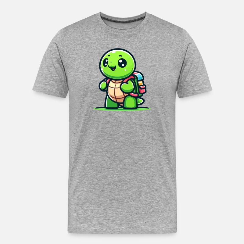Trailblazer Turtle: Der Entdecker - Männer Premium Bio T-Shirt - Grau meliert