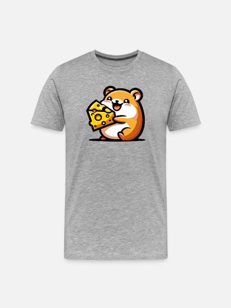 Cheesy Chomper: The Delightful Hamster - Men's Premium Organic T-Shirt - heather grey