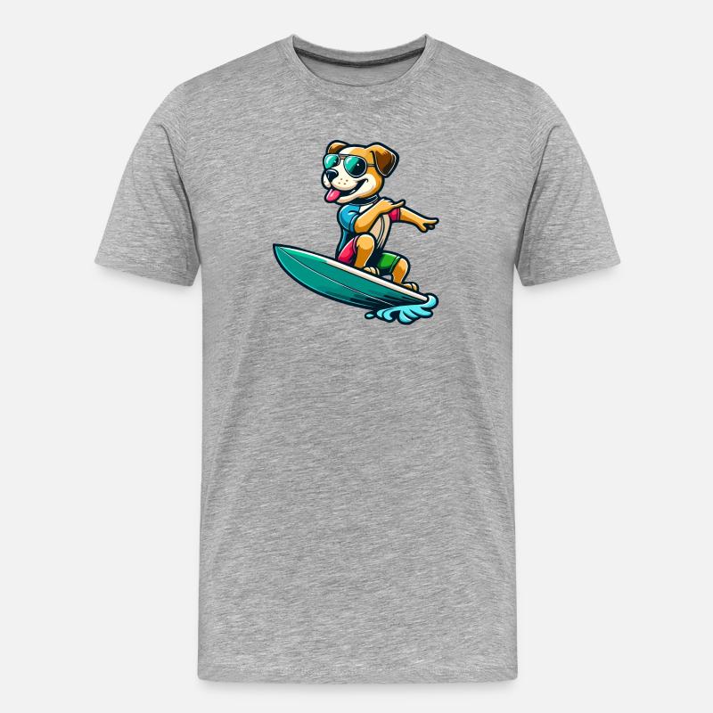 Wave Riding Buddy - Männer Premium Bio T-Shirt - Grau meliert