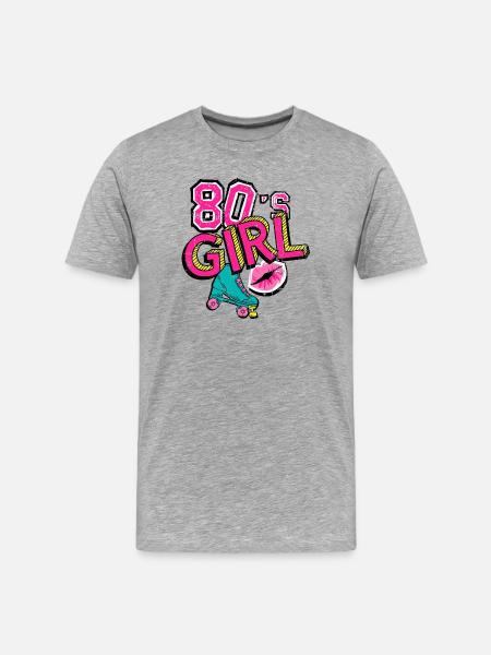 80s Girl Roller Skate - Men's Premium Organic T-Shirt - heather grey