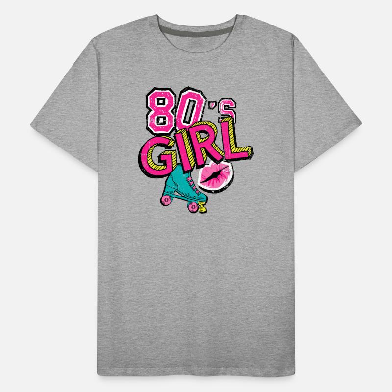 80er Jahre Mädchen Rollschuh Männer Premium Bio T-Shirt