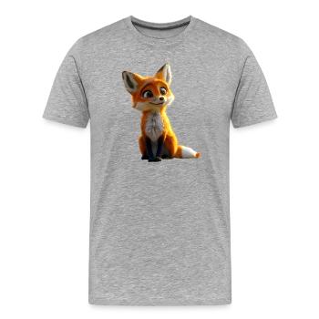 Renard J’aime les renards Renard roux Renard mignon sauvage - T-shirt bio Premium Homme - gris chiné - Devant - Damien (186cm)