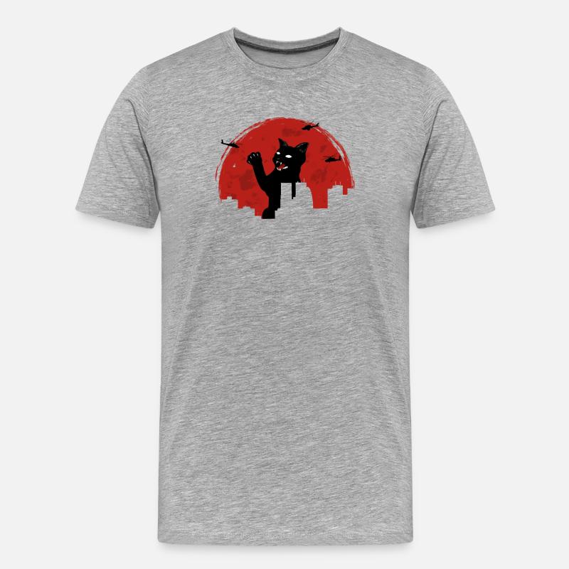 Monsterkatze - Männer Premium Bio T-Shirt - Grau meliert