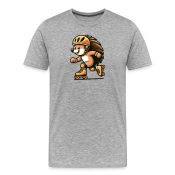 Roller Rush Hedgehog: The Speedy Skater - Men's Premium Organic T-Shirt - heather grey - Front - Damien (186cm)