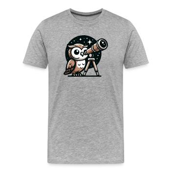Stargazer Hoot: Die Himmlische Eule - Männer Premium Bio T-Shirt - Grau meliert - Vorne - Damien (186cm)