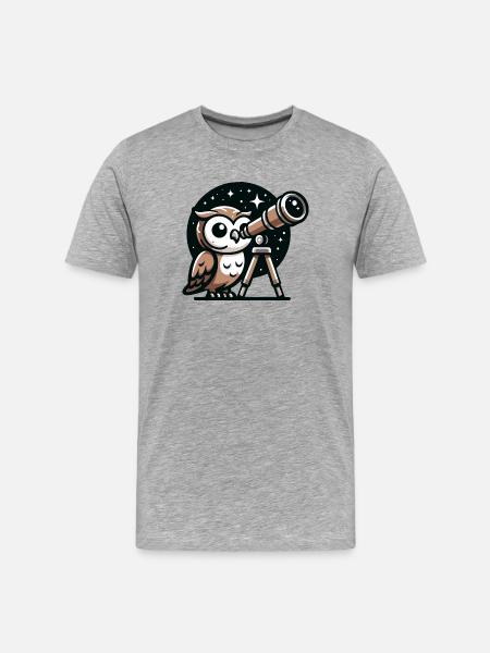 Stargazer Hoot: The Celestial Owl - Men's Premium Organic T-Shirt - heather grey