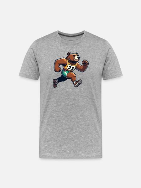 Marathon Bear: The Speedy Runner - Men's Premium Organic T-Shirt - heather grey