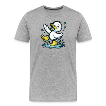Splashy Quacker: The Puddle-Hopping Duck - Men's Premium Organic T-Shirt - heather grey - Front - Damien (186cm)