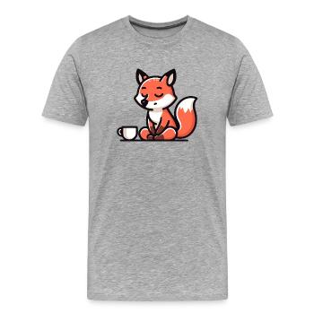 Zen Fox: The Tranquil Tea Master - Men's Premium Organic T-Shirt - heather grey - Front - Damien (186cm)