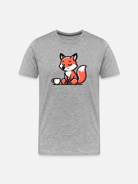 Zen Fox: The Tranquil Tea Master - Men's Premium Organic T-Shirt - heather grey