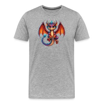Drache - Männer Premium Bio T-Shirt - Grau meliert - Vorne - Damien (186cm)
