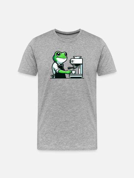 Coffee Brewin' Frog: The Espresso Expert - Men's Premium Organic T-Shirt - heather grey