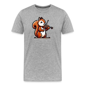 Écureuil mélodique : Symphonie dans le parc - T-shirt bio Premium Homme - gris chiné - Devant - Damien (186cm)