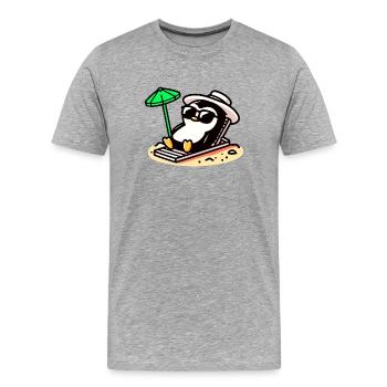 Sonnenbadender Pinguin: Strandtag Chill - Männer Premium Bio T-Shirt - Grau meliert - Vorne - Damien (186cm)