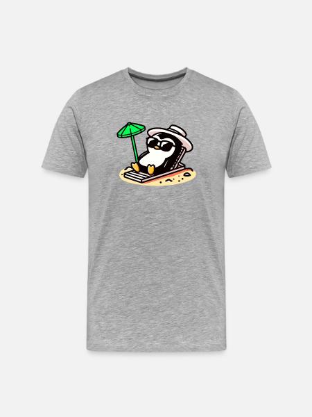 Sunbathing Penguin: Beach Day Chill - Men's Premium Organic T-Shirt - heather grey