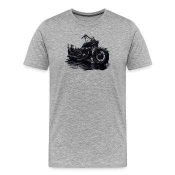 Rostiges Apokalypse Motorrad - Dark Fantasy Skull - Männer Premium Bio T-Shirt - Grau meliert - Vorne - Damien (186cm)