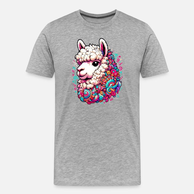 Alpaka - Männer Premium Bio T-Shirt - Grau meliert