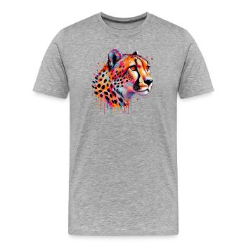 Guépard - T-shirt bio Premium Homme - gris chiné - Devant - Damien (186cm)