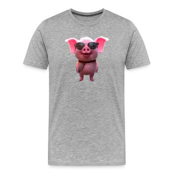 Cochon domestique Cochon Cochon Porcelet Cochon - T-shirt bio Premium Homme - gris chiné - Devant - Damien (186cm)