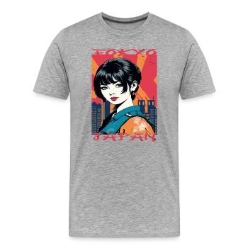 Tokyo, Japon - T-shirt bio Premium Homme - gris chiné - Devant - Damien (186cm)