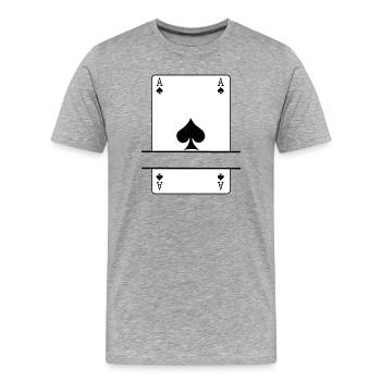 Playing Card Ace of Spades with Banner Space - Men's Premium Organic T-Shirt - heather grey - Front - Damien (186cm)