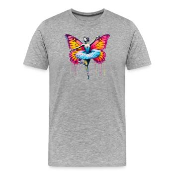 Ballerina with butterfly wings butterflies tutu - Men's Premium Organic T-Shirt - heather grey - Front - Damien (186cm)