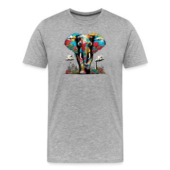 Elephant in a cityscape of metropolis city - Men's Premium Organic T-Shirt - heather grey - Front - Damien (186cm)