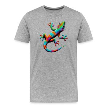 Gecko - Männer Premium Bio T-Shirt - Grau meliert - Vorne - Damien (186cm)