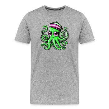 Krake - Männer Premium Bio T-Shirt - Grau meliert - Vorne - Damien (186cm)