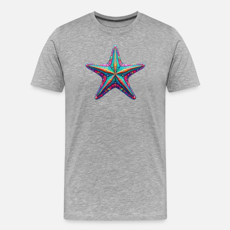 Seestern - Männer Premium Bio T-Shirt - Grau meliert