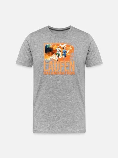 Laufen - Halbmarathon - Männer Premium Bio T-Shirt - Grau meliert