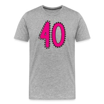 40. 40 ANS. 40e ANNIVERSAIRE. ANNIVERSAIRE 40 ANS. - T-shirt bio Premium Homme - gris chiné - Devant - Damien (186cm)
