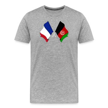 Drapeau de la France et de l’Afghanistan - T-shirt bio Premium Homme - gris chiné - Devant - Damien (186cm)