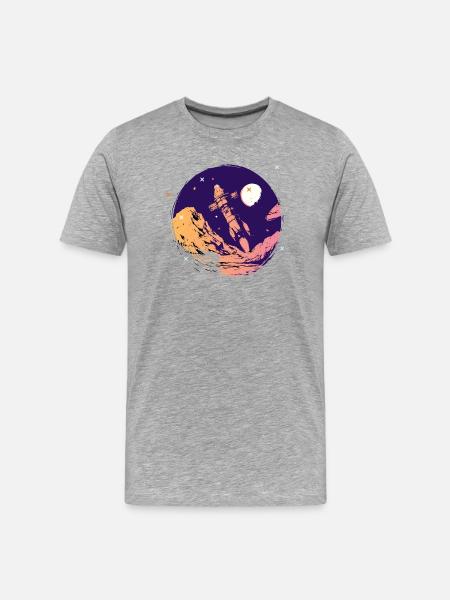 rocket space space school start Go space nerd - Men's Premium Organic T-Shirt - heather grey