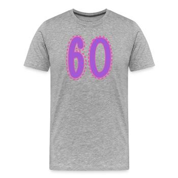 60. 60 ANS. 60e ANNIVERSAIRE. ANNIVERSAIRE 60 ANS. - T-shirt bio Premium Homme - gris chiné - Devant - Damien (186cm)
