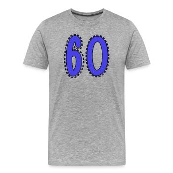 60. 60 JAHRE. 60. JAHRESTAG. 60. GEBURTSTAG. - Männer Premium Bio T-Shirt - Grau meliert - Vorne - Damien (186cm)